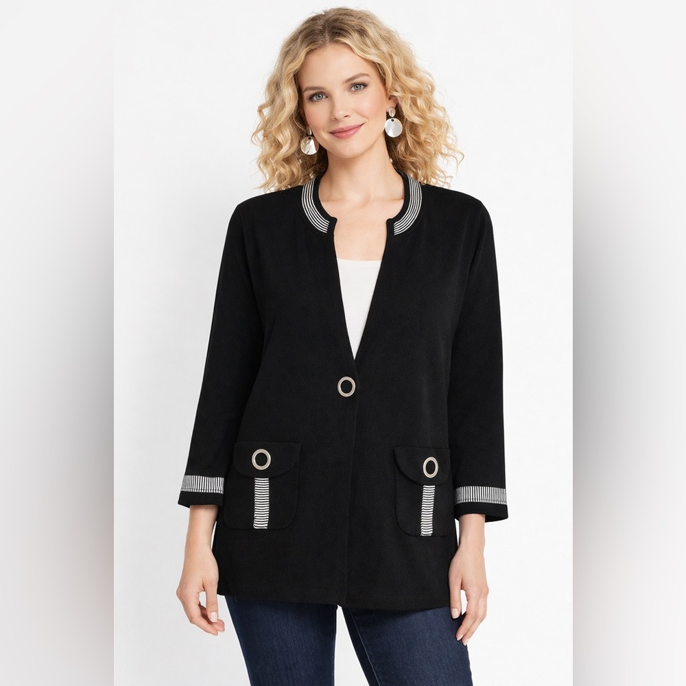 NWT Jones New York Black Knit Cardigan Sweater Sz S Women's